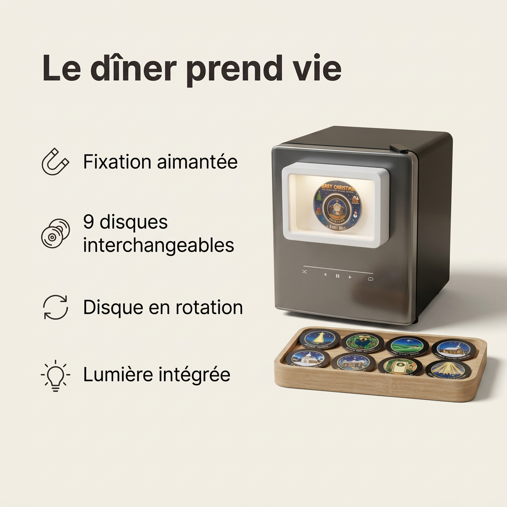 Lecteur musical vinyle aimanté